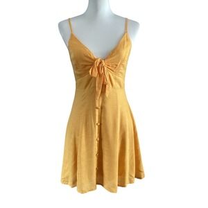 Hello Molly Daffodil Yellow Mini Linen Summer Dress Small